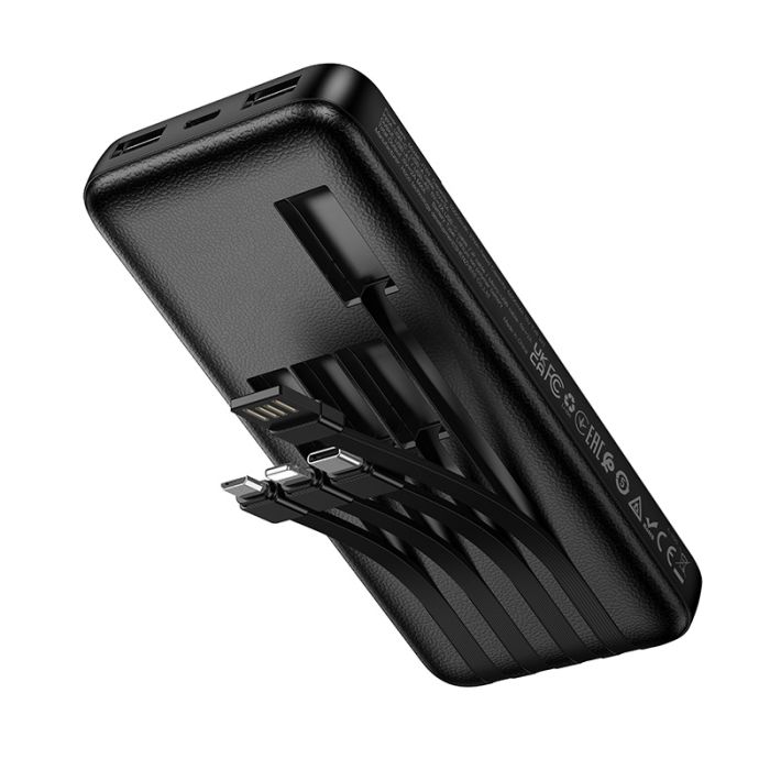 Зовнішній акумулятор HOCO J163 Wonderful power bank with 4 cables(10000mAh) Black (6942007664578)