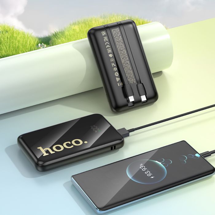 Зовнішній акумулятор HOCO Q37 Graceful 22.5W+PD20W power bank with two cables(10000mAh) Black (6942007644914)