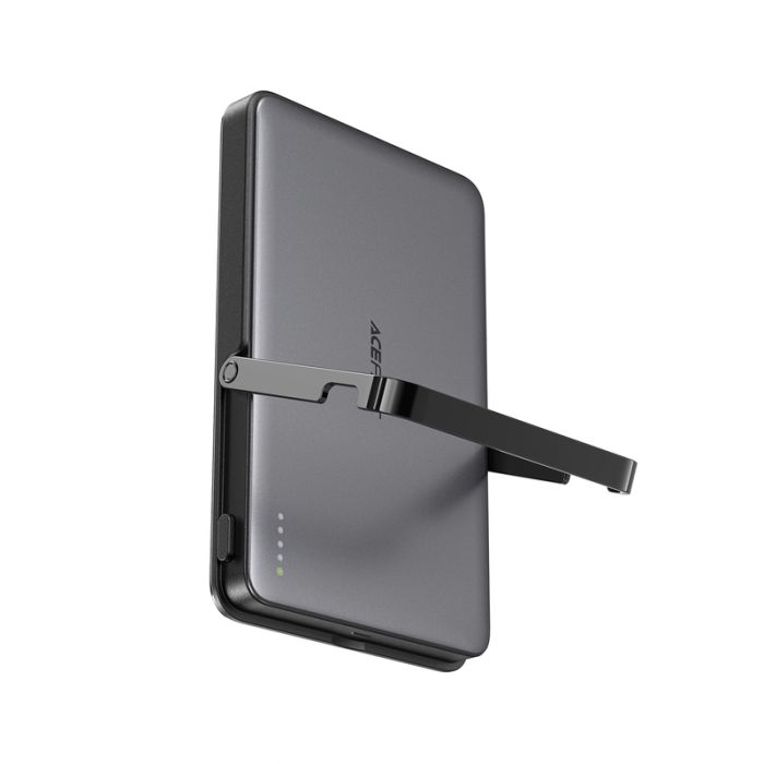 Зовнішній акумулятор ACEFAST M16-5000 PD18W ultra-thin magnetic wireless charging power bank with stand Black (6974316283997)