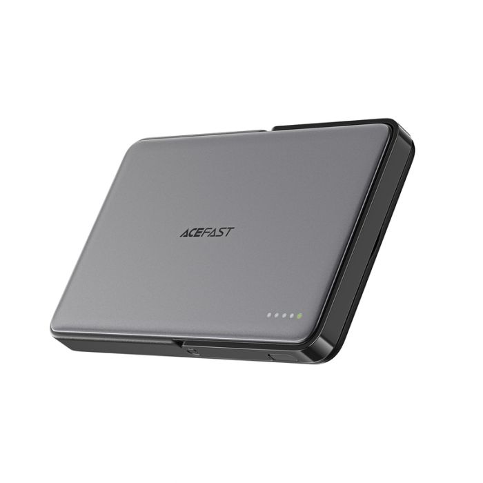 Зовнішній акумулятор ACEFAST M16-5000 PD18W ultra-thin magnetic wireless charging power bank with stand Black (6974316283997)