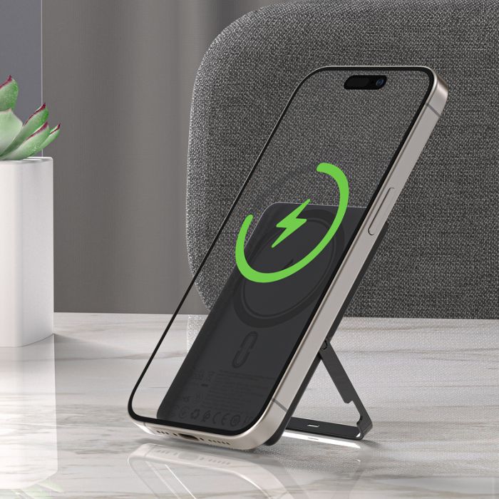 Зовнішній акумулятор ACEFAST M16-5000 PD18W ultra-thin magnetic wireless charging power bank with stand Black (6974316283997)