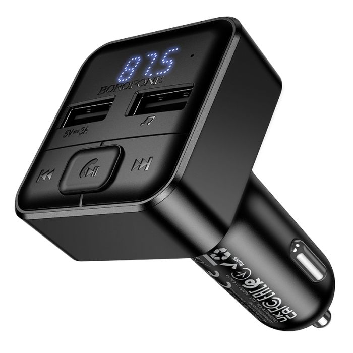 АЗП з FM-модулятором BOROFONE BC63 Selecto car BT FM transmitter Black (6941991126185)