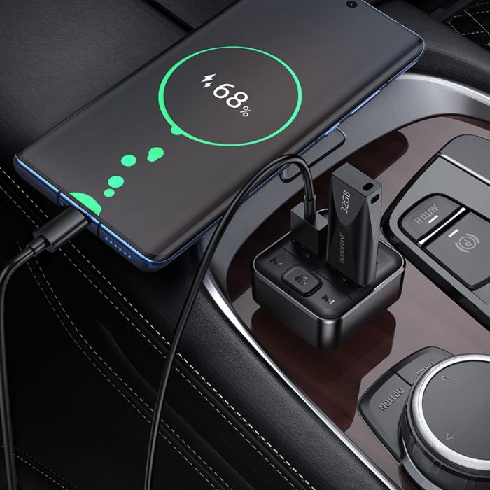 АЗП з FM-модулятором BOROFONE BC63 Selecto car BT FM transmitter Black (6941991126185)