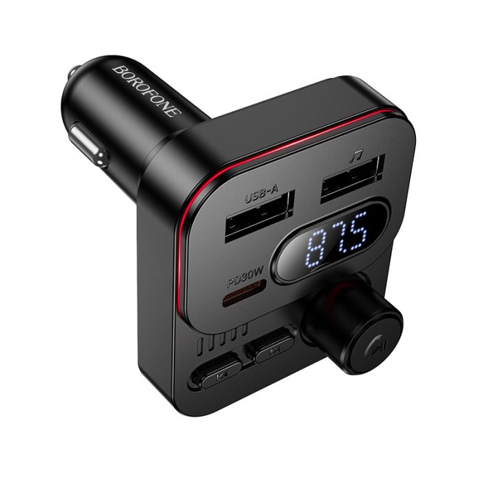 АЗП з FM-модулятором BOROFONE BC61 Ocean 45W(1A1C) car BT FM transmitter Black (6941991125126)