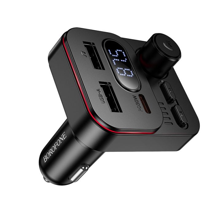 АЗП з FM-модулятором BOROFONE BC61 Ocean 45W(1A1C) car BT FM transmitter Black (6941991125126)