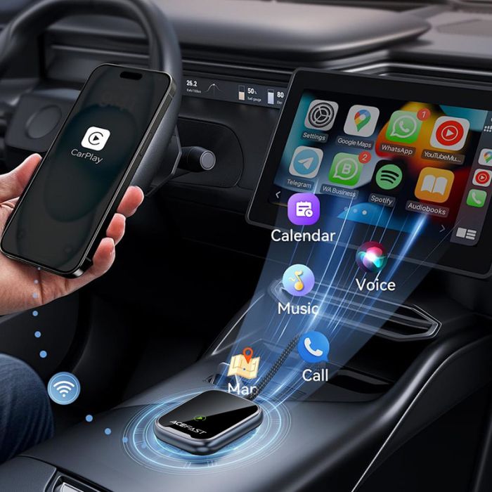 Адаптер ACEFAST QC1 CarPlay wireless adapter for car Metal Gray (6974316285793)