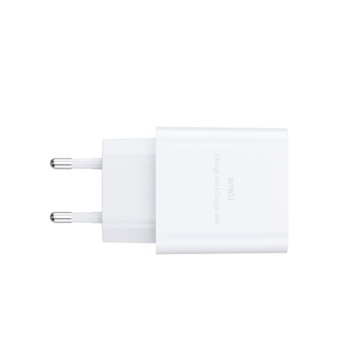 Мережевий зарядний пристрій з кабелем WIWU 2.4A Essen GaN Fast Charger Combo with A-M cable Wi-G023 A-M EU White (6977703655964)