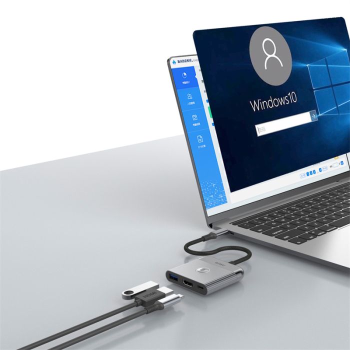 USB-Hub WIWU Traveling 3in1 USB C hub Wi-HB002 Gray (6976975616437)