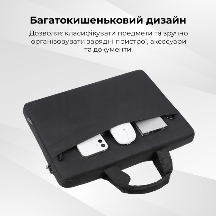 Комплект 3 в 1 (сумка, миша, килимок) WIWU 15.6" Genius Combo Set Black (6976195095845)