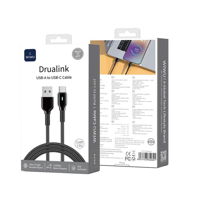 Кабель WIWU 27W Duralink Series Nylon Braided Cable Wi-C073 A-C 1M (6977703654691)