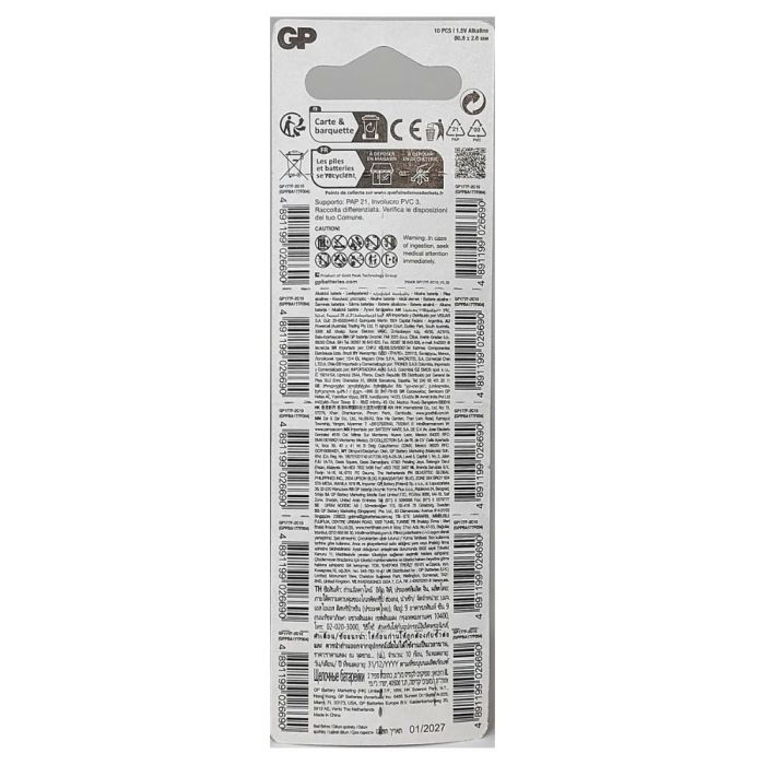 Батарейка GP 177/LR626/AG4/377 Alkaline (10шт) (4891199026690)