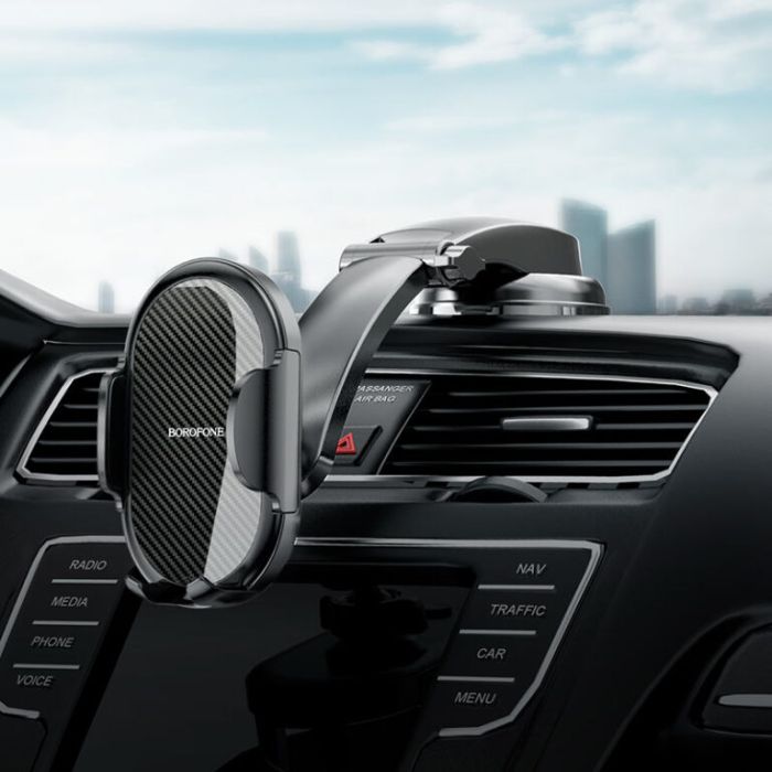 Автотримач для телефона BOROFONE BH73 Charm press type center console car holder Black (6974443386318)