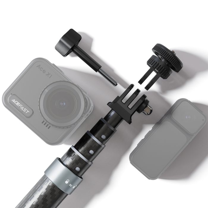 Монопод ACEFAST E38 1.2m carbon fiber telescopic selfie stick Gray-Black (6974316286028)
