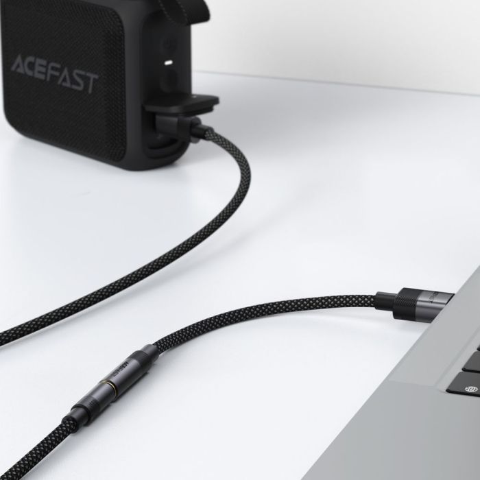 Аудіокабель ACEFAST J13 USB-A to 3.5mm female, nylon braid, 0.15m, Black (6974316285298)