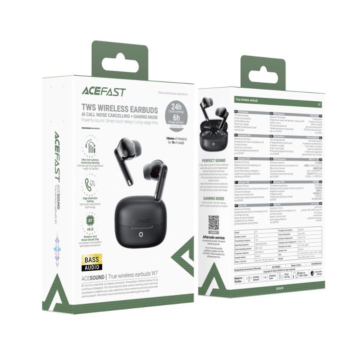Бездротові навушники TWS ACEFAST W7,ENC, IPX4, Black (6974316285885)