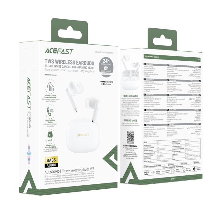 Бездротові навушники TWS ACEFAST W7,ENC, IPX4, White (6974316285892)