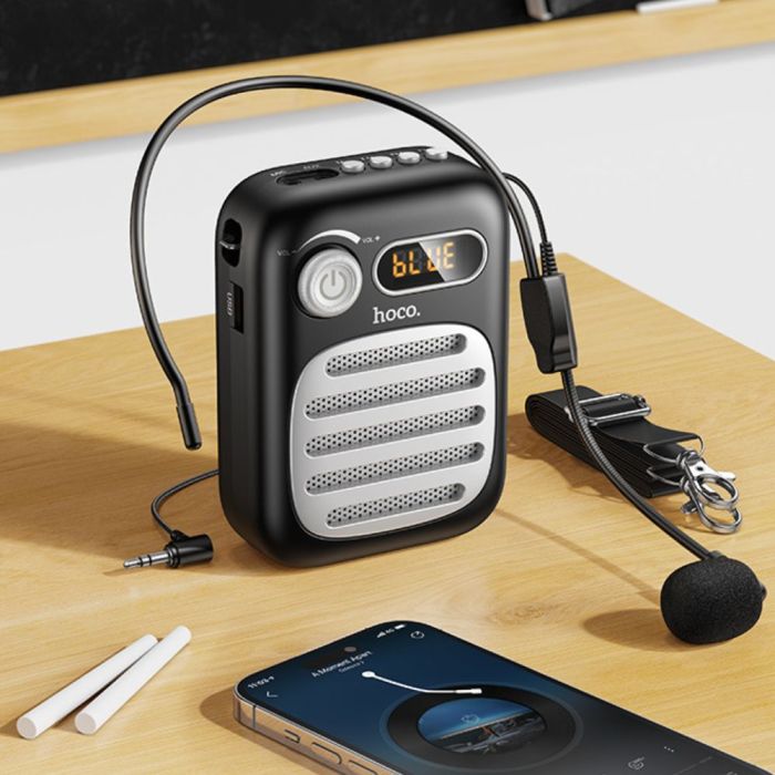 Портативна колонка з гарнітурою HOCO L23 Lemony speaker with wired microphone, 5W, Black (6942007672160)