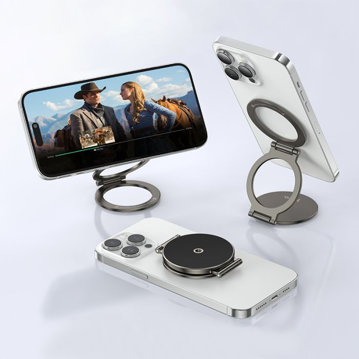 Автотримач для телефона HOCO H102 Whale magnetic ring holder(multi-scene) Metal Grey (6942007674478)