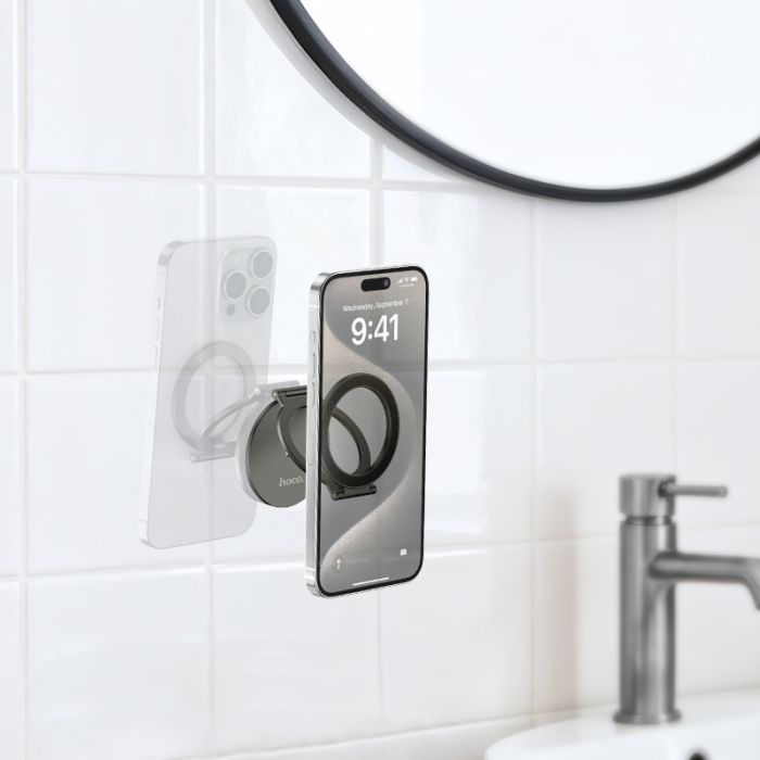 Автотримач для телефона HOCO H102 Whale magnetic ring holder(multi-scene) Metal Grey (6942007674478)