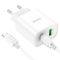 Мережевий зарядний пристрій з кабелем HOCO C80A Plus Rapido PD20W+QC3.0 charger set(Type-C to Type-C) White (6931474779908)