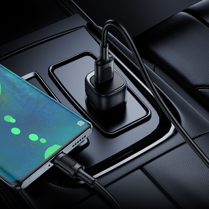 Автомобільний зарядний пристрій BOROFONE BZ34 Cloud single port QC3.0 car charger set(Type-C) Black (6941991122293)