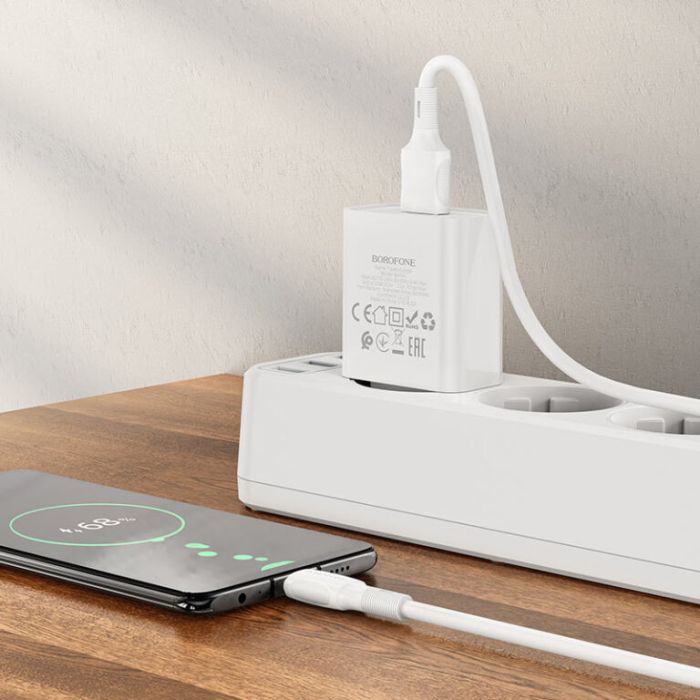 Мережевий зарядний пристрій з кабелем BOROFONE BA74A Aspirer single port charger set(Micro) White (6974443388664)