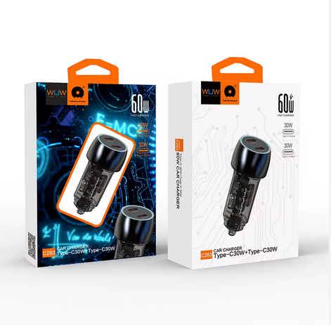 Автомобільний зарядний пристрій WUW-C283 PD30W+ PD30W black (6978749570372)