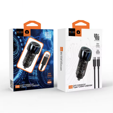 Автомобільний зарядний пристрій WUW-T103C PD 30W +QC 3.0 18W black (6978749570440)