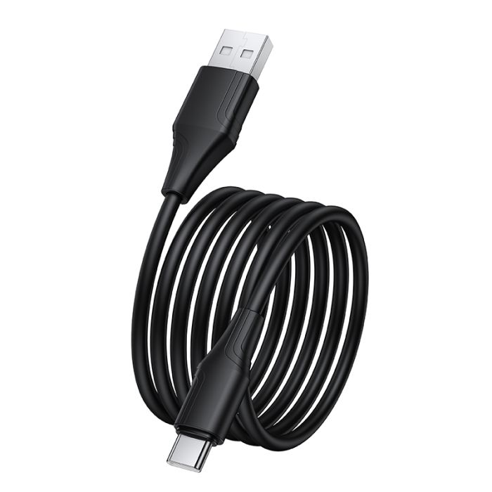 Кабель HOCO X124 Bien silicone charging data cable Type-C Black (6942007664424)