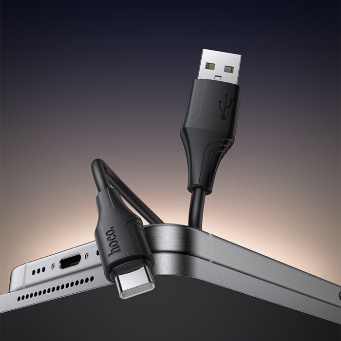 Кабель HOCO X124 Bien silicone charging data cable Type-C Black (6942007664424)
