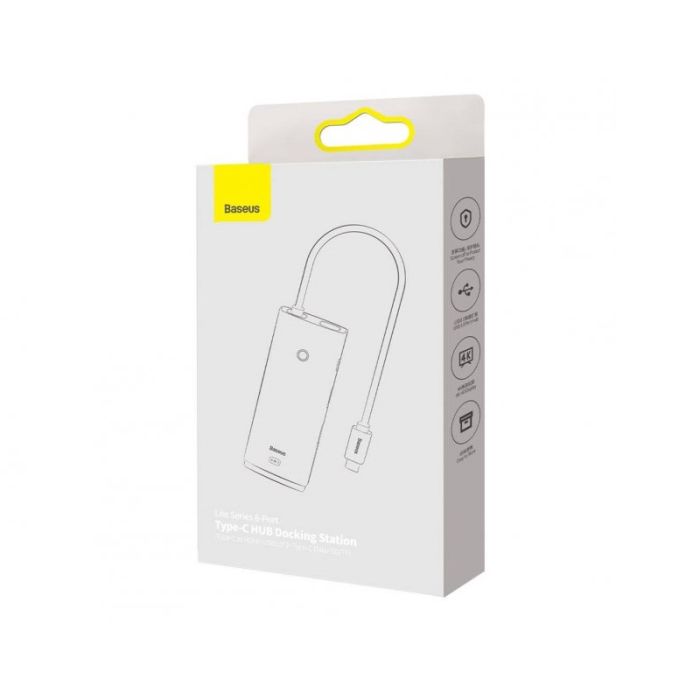 USB-хаб Baseus Lite Series 6-Port Type-C HUB Docking Station (Type-C to HDMI+USB3.0*2+Type-C Data+SD/TF) Black (WKQX050001)