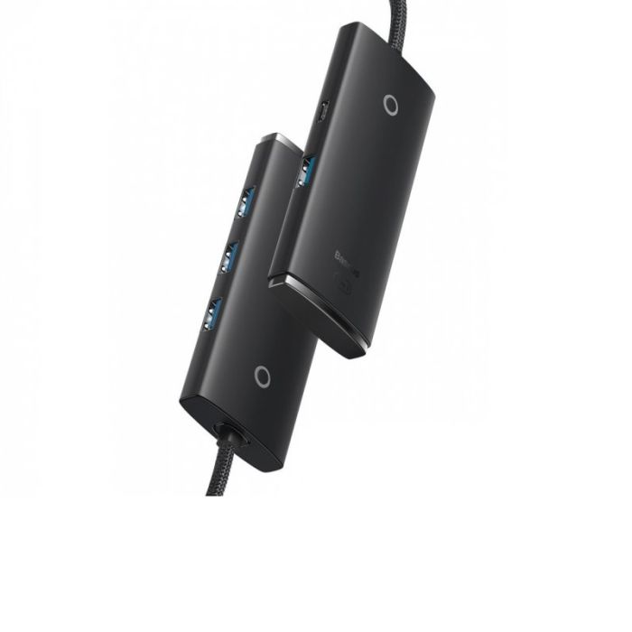 USB-хаб Baseus Lite Series 4-Port USB-A HUB Adapter (USB-A to USB 3.0*4 ) 1m Black (WKQX030101)