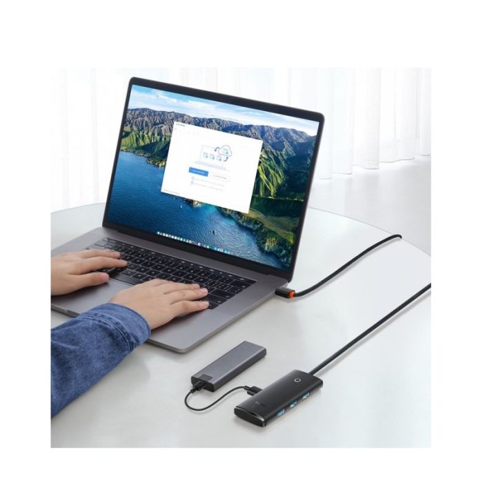 USB-хаб Baseus Lite Series 4-Port USB-A HUB Adapter (USB-A to USB 3.0*4 ) 1m Black (WKQX030101)