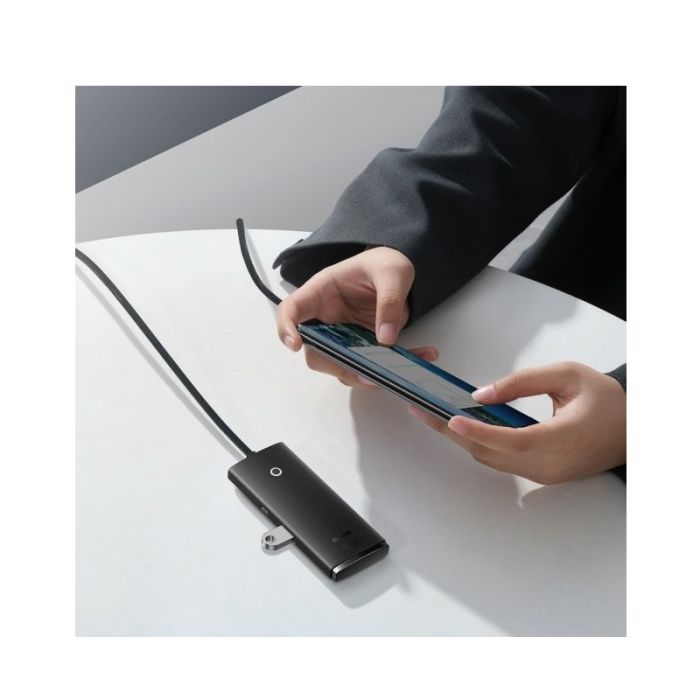 USB-хаб Baseus Lite Series 4-Port USB-A HUB Adapter (USB-A to USB 3.0*4 ) 1m Black (WKQX030101)