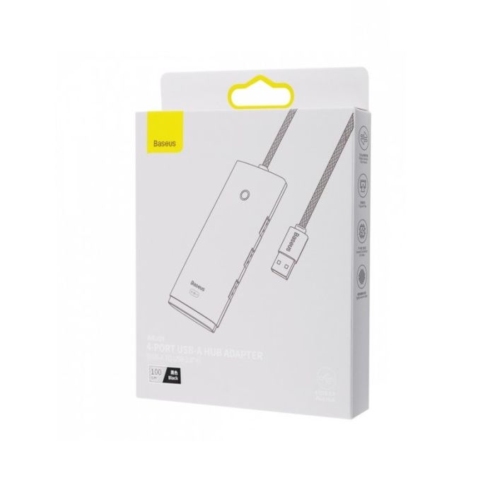 USB-хаб Baseus Lite Series 4-Port USB-A HUB Adapter (USB-A to USB 3.0*4 ) 1m Black (WKQX030101)