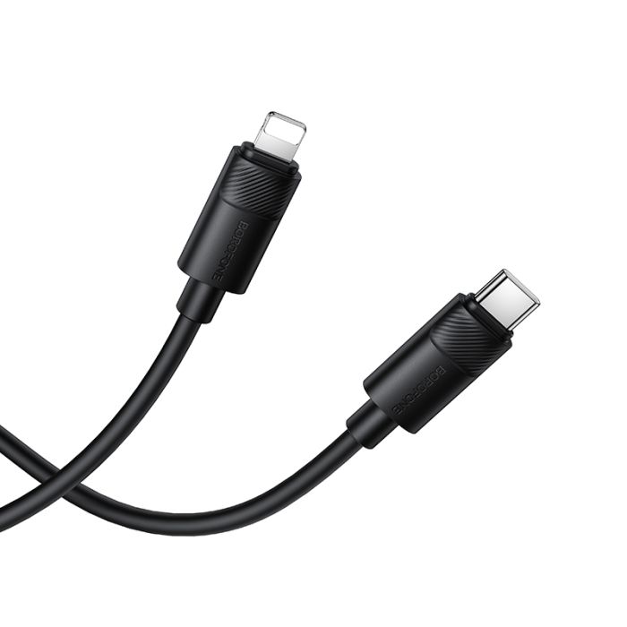Кабель BOROFONE BX123 Leya PD30W silicone charging data cable iP Black (6941991124174)
