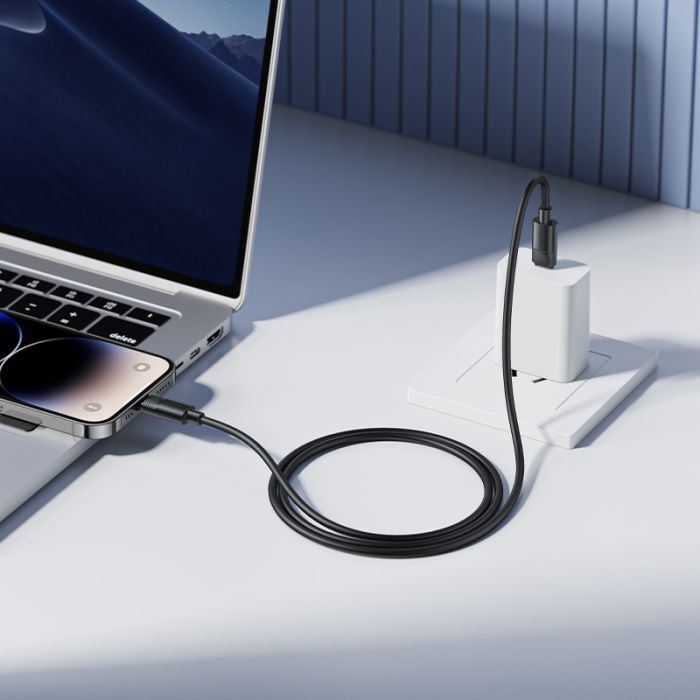 Кабель BOROFONE BX123 Leya PD30W silicone charging data cable iP Black (6941991124174)