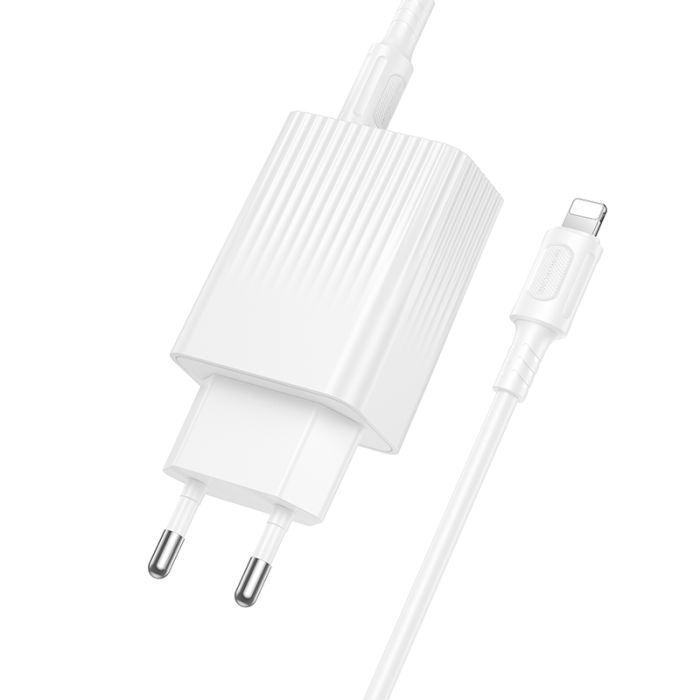 Мережевий зарядний пристрій з кабелем BOROFONE BAS76A Source PD30W+QC3.0 charger set(C to iP) White (6941991122903)