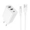 Мережевий зарядний пристрій з кабелем BOROFONE BA105A Stellar three-port charger set (Micro) (EU) White (6941991125294)