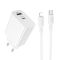 Мережевий зарядний пристрій з кабелем BOROFONE BA106A Stellar PD20W+QC3.0 charger set (C to iP) (EU) White (6941991125324)