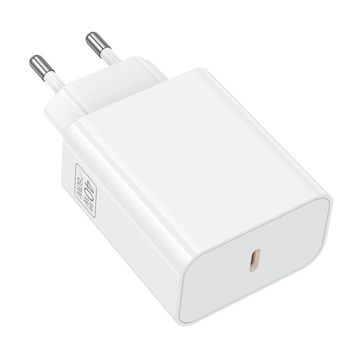 Мережевий зарядний пристрій BOROFONE BA109A Star single port PD40W charger (EU) White (6941991126888)