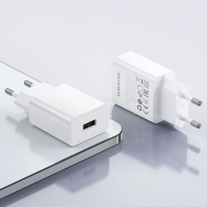 Мережевий зарядний пристрій BOROFONE BA110A Lemi single port charger (EU) White (6941991126949)