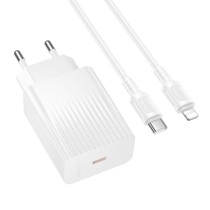 Мережевий зарядний пристрій з кабелем BOROFONE BAS73A Source single port PD20W charger set (C to iP) (EU) White (6941991122729)