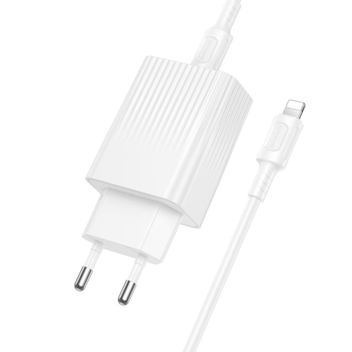 Мережевий зарядний пристрій з кабелем BOROFONE BAS73A Source single port PD20W charger set (C to iP) (EU) White (6941991122729)
