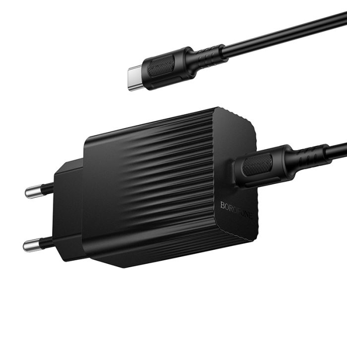 Мережевий зарядний пристрій BOROFONE BAS75A Source single port PD30W charger set (C to C) (EU) Black (6941991122859)