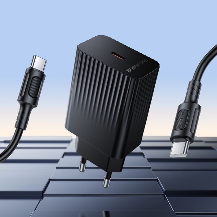Мережевий зарядний пристрій BOROFONE BAS75A Source single port PD30W charger set (C to C) (EU) Black (6941991122859)