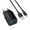 Мережевий зарядний пристрій з кабелем BOROFONE BAS82A Star single port QC3.0 charger set (Micro) (EU) Black (6941991126727)
