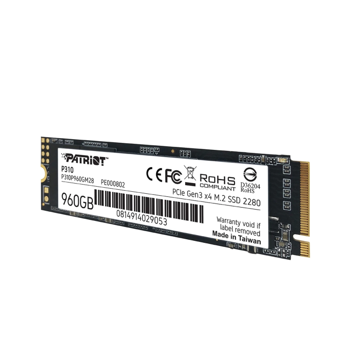 Накопичувач SSD M.2 Patriot P310 960GB NVMe 2280 PCIe 3.0x4 3D NAND TLC (P310P960GM28)
