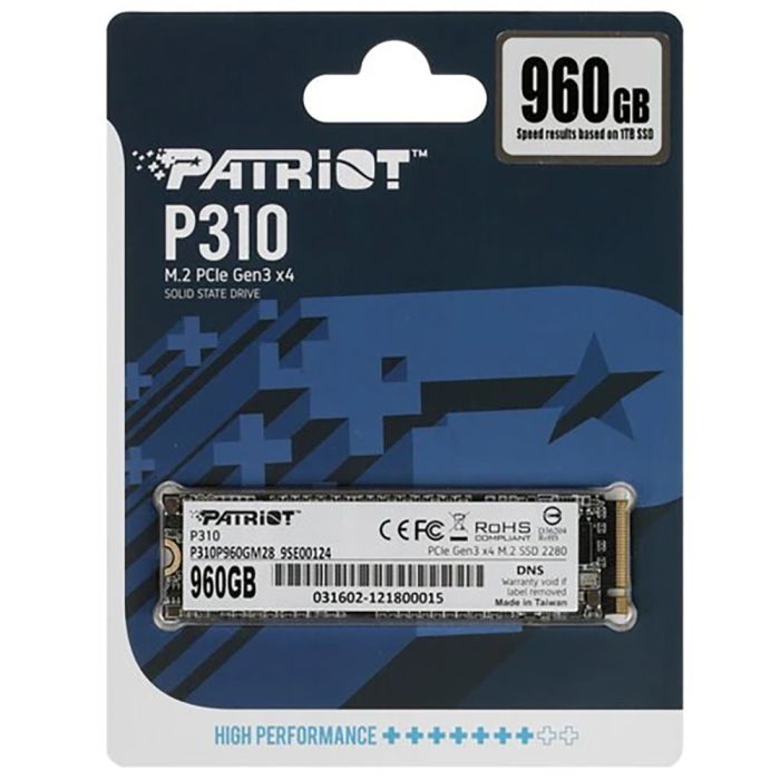 Накопичувач SSD M.2 Patriot P310 960GB NVMe 2280 PCIe 3.0x4 3D NAND TLC (P310P960GM28)