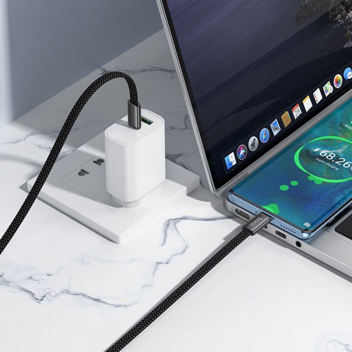 Кабель HOCO X125 Exceso 60W charging data cable C to C Black (6942007671682)